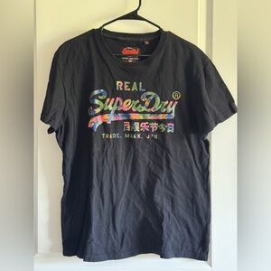 Superdry Black Short Sleeve Tee with Vintage Logo